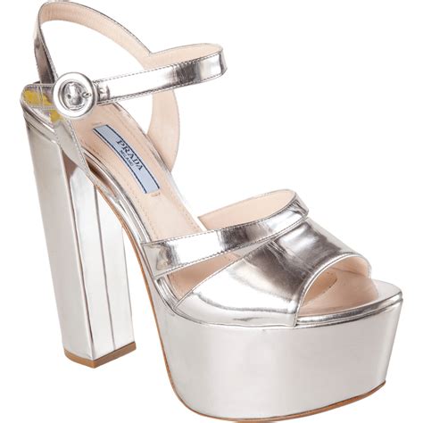 prada silver sandals|prada diagram platform sandal.